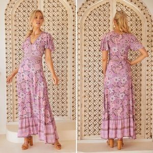 Nine Lives Bazaar Lovebird Maxi Dress in Wisteria